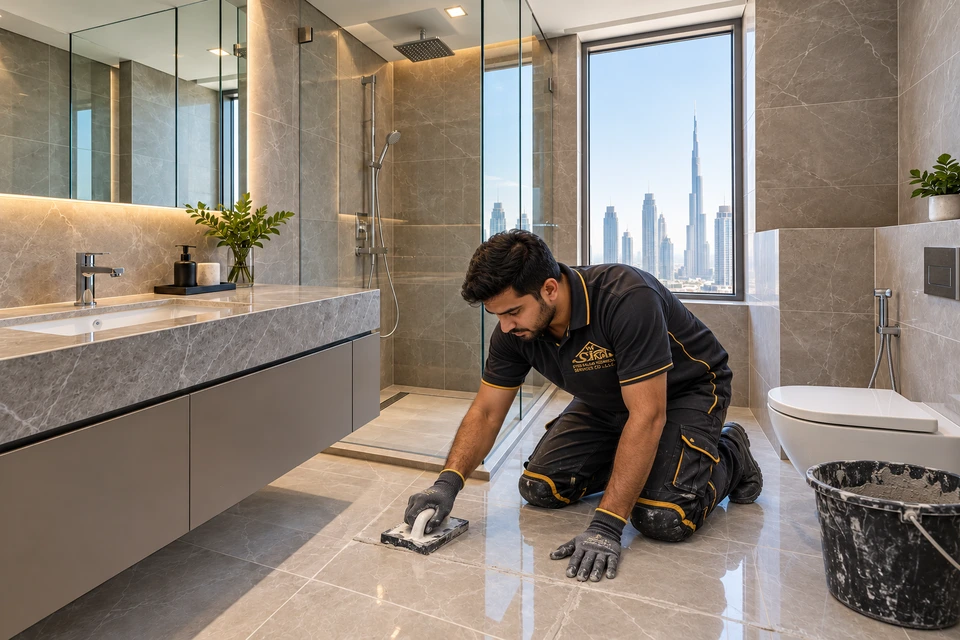 Floor and Wall Tiling Work — illustrative service scene
